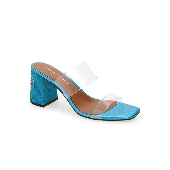 Kurt Geiger Party Block Heel Sandal in Blue Size EU 37